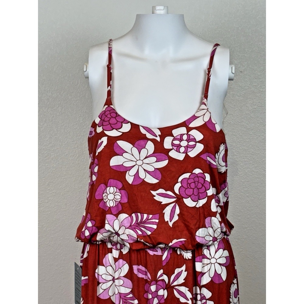 NWT Lush Floral Maxi Sundress Womens Size M Red Pink Tropical Beachy Resort